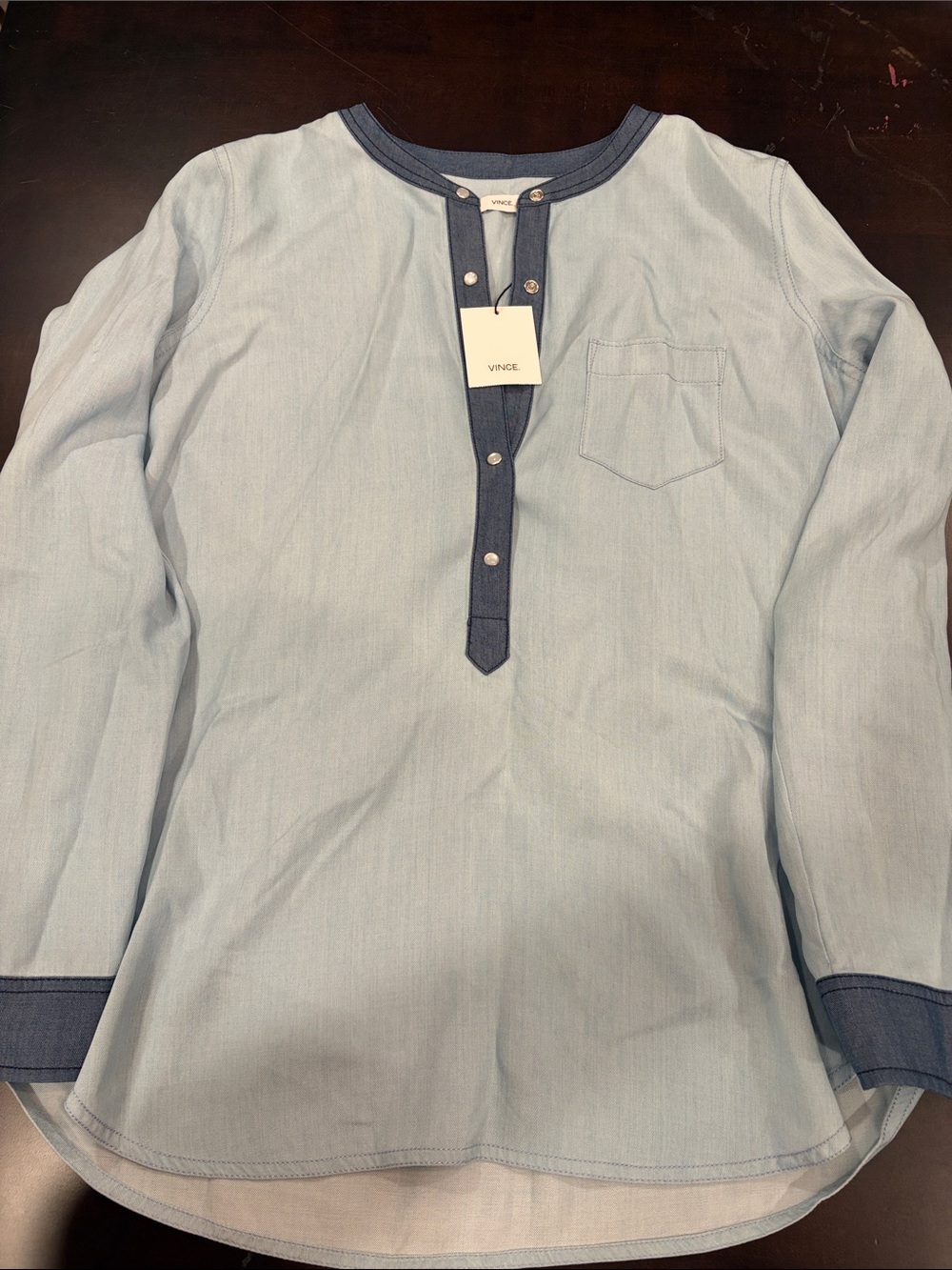 Vince Light Blue Henley with Dark Blue Trim